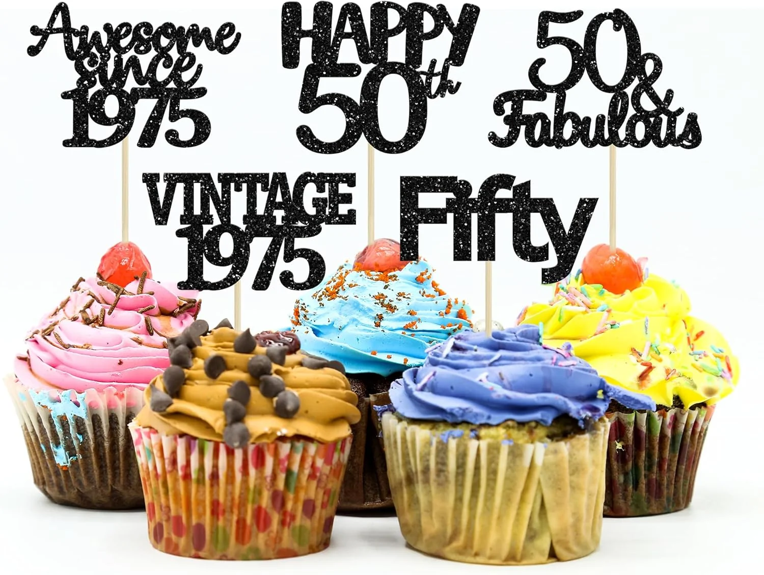 Unique Gyufise 30Pcs Vintage 1975 Cupcake Toppers 50th Birthday Cake Decorations Cheers to 50 Fabulous Fifty Cupcake Picks 50th Birthday Wedding Anniversary Exceptional