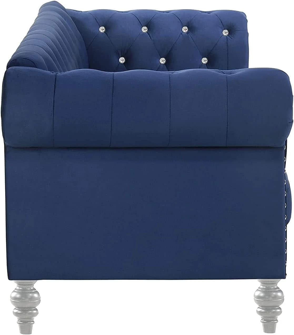 Contemporary Royal Blue Crystal Tufted Velvet Sofa and Loveseat Set Proven