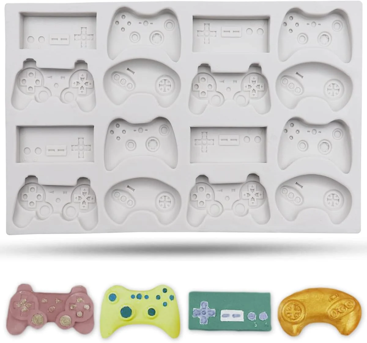 High-Grade Sakolla Game Controller Silicone Molds 16 Cavity Video Game Controller Molds for Chocolate Candy Cake Decoration Cake Pops Resin Fine