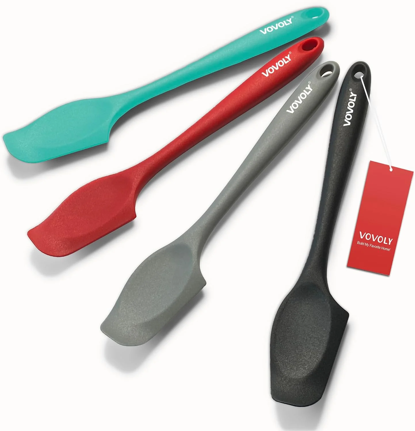 Detailed Mini Silicone Spatula 8 Curved Small Spatula with Shallow Bowl Mixed 4Pc Seamless Jar Scraper for Cooking Baking Wet Pet Food Spoon Spatula Rubber Jar Scraper BPA- Dishwasher Safe Fast
