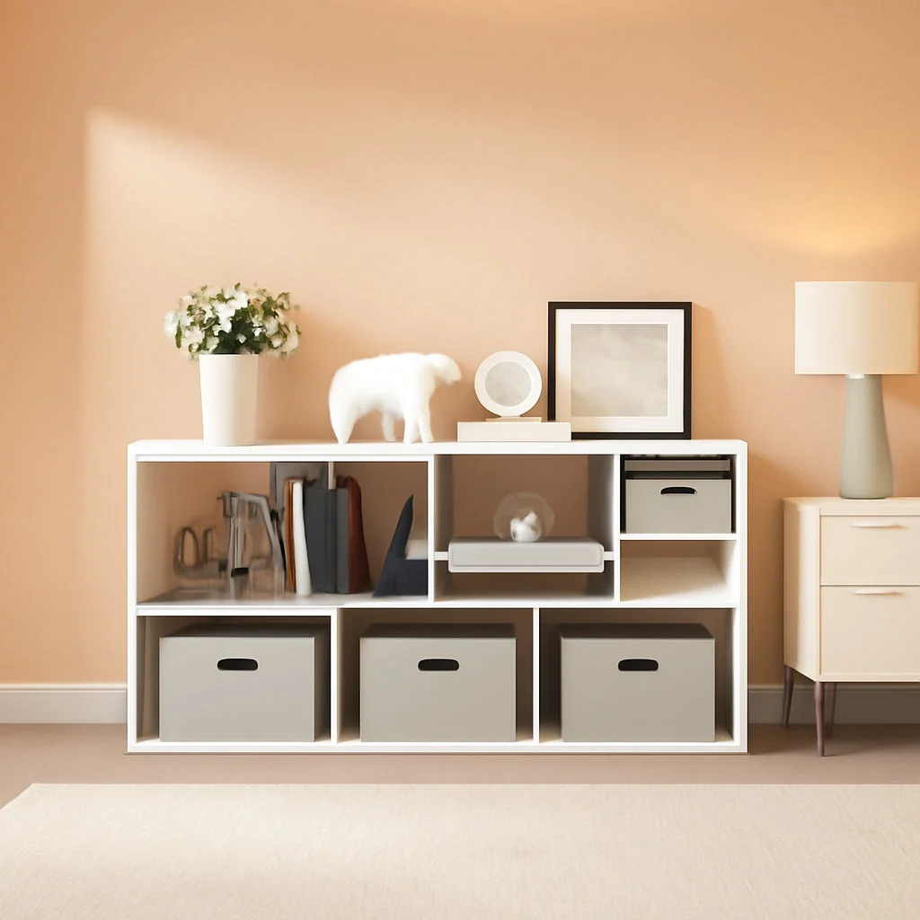 High-End 7 Cube Storage Book case With Reversible Shelves Bright White Stylish