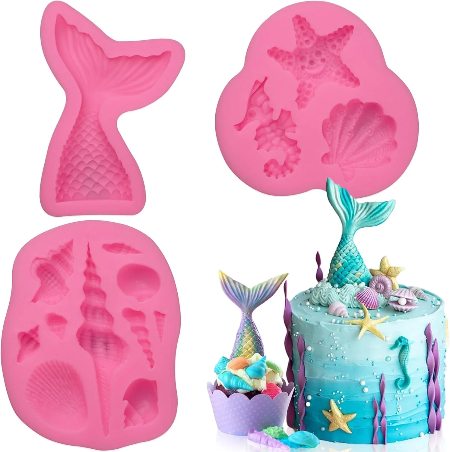 Soft Mermaid Silicone Fondant Mold Set High-Grade