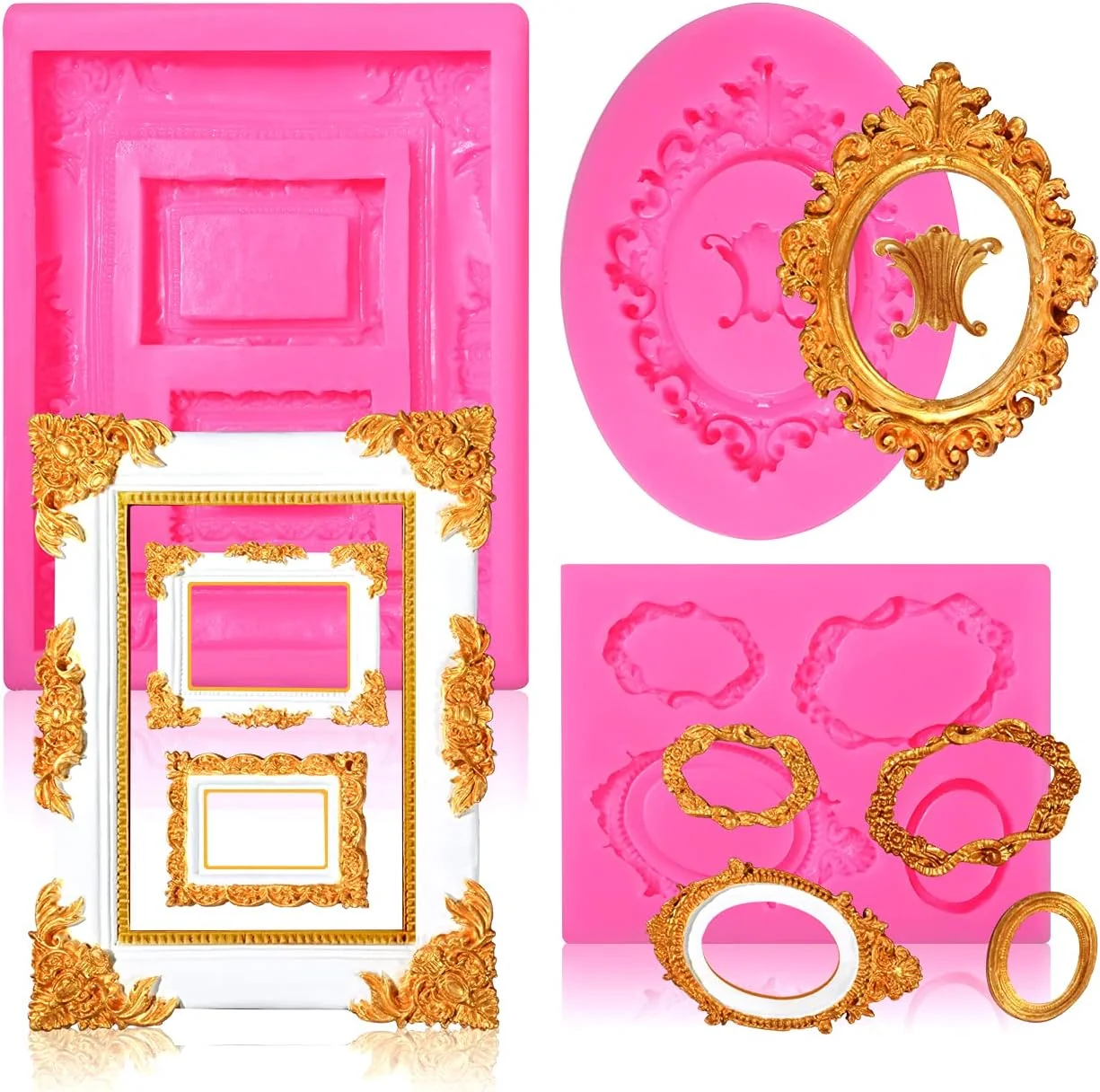 Environmentally Friendly Sakolla Photo Frame Silicone Mold – 3 Pack Picture Fondant Candy Chocolate Molds Cake Decorating Sugar Gum Paste Chocolate Cookies Resin Trendy