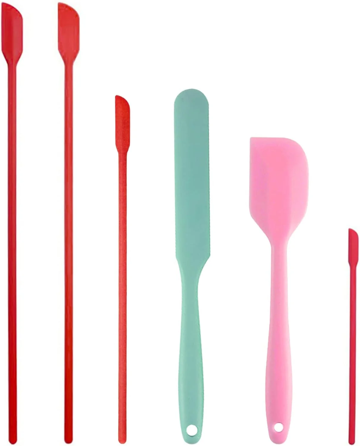 Contemporary Mini Silicone Spatula Set 6 PCS Food Grade Small Jar Spatula with Long Handle Makeup Spatula Tool Heat Resistant Kitchen Utensils for Baking Cooking Specialty