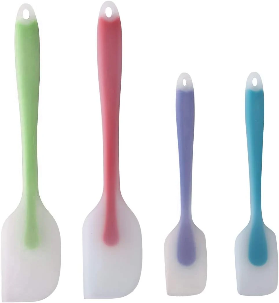 Genuine Silicone Spatulas Set of 4 – Heat Resistant Non-Stick Flexible Rubber with Solid Stainless Steel Core Kitchen Essential Gadget Premium Scraper Spoon High-Performance