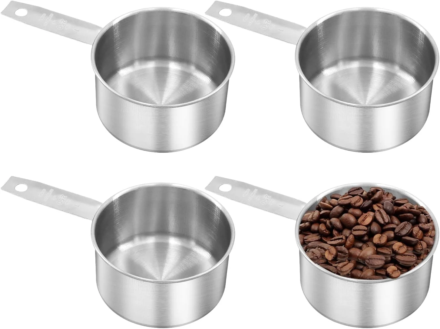 Healthy Stainless Steel Measuring Cup Metal Measuring Cup Small Measuring Scoops Coffee Scoop with Comfortable Hand for Kitchen Cooking Baking 4 1 Cup Expertly Made