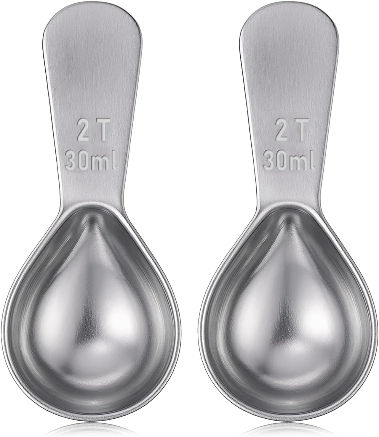 Premium 2 Pcs 2 Tbsp Scoop Stainless Steel 2 Tablespoon Capacity 30ml Short-Handled Coffee Scoop for Ground Coffees Fits Inside Canisters High-Grade