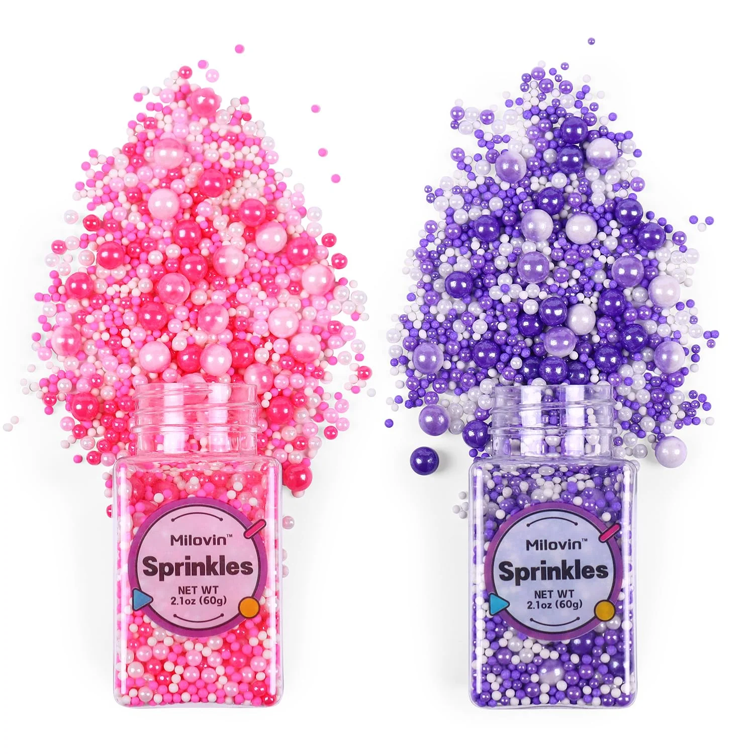 Excellent Pink and Purple Sprinkles Edible Pearls Pink Pearls Purple Pearls Edible Pearls for Cake Decorating Cupcakes Cookies Macaron Ice Cream Topping 4.23oz 120g Flexible