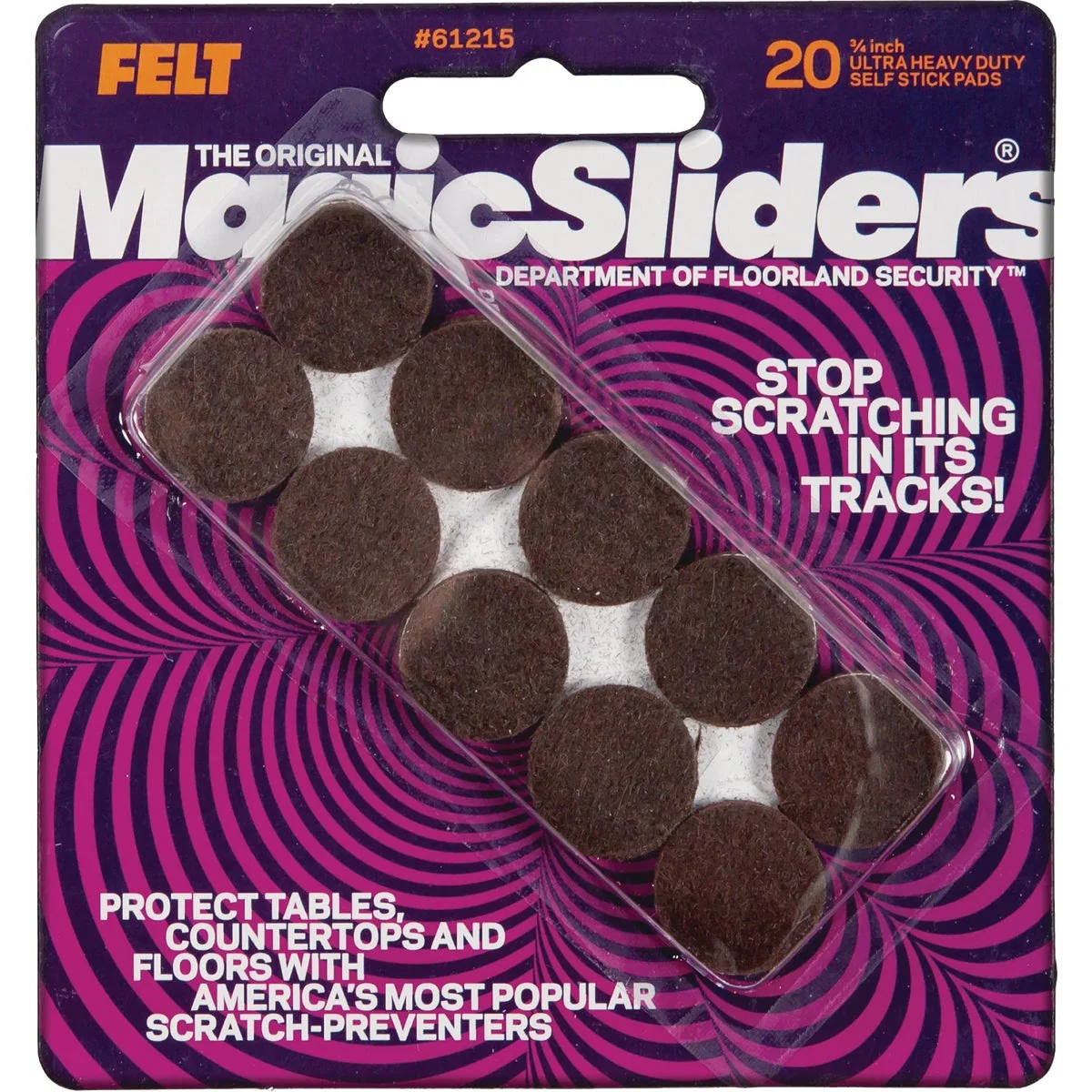 Breathable Sliders 3 4 In. Round Brown Self-Adhesive Ultra Heavy-Duty Felt Furniture Pad 20-Pack Recyclable