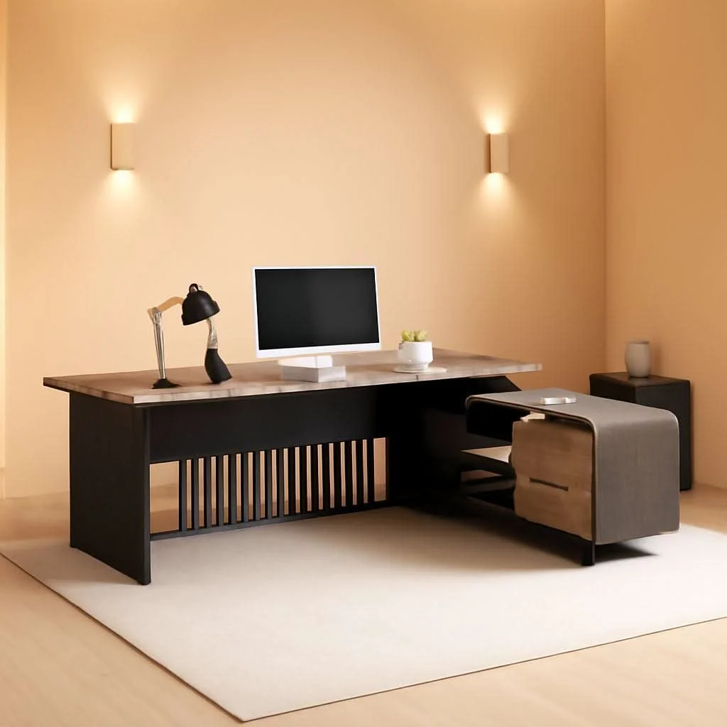 Casual Spacious Executive Desk With Ample Storage Drawers Excellent