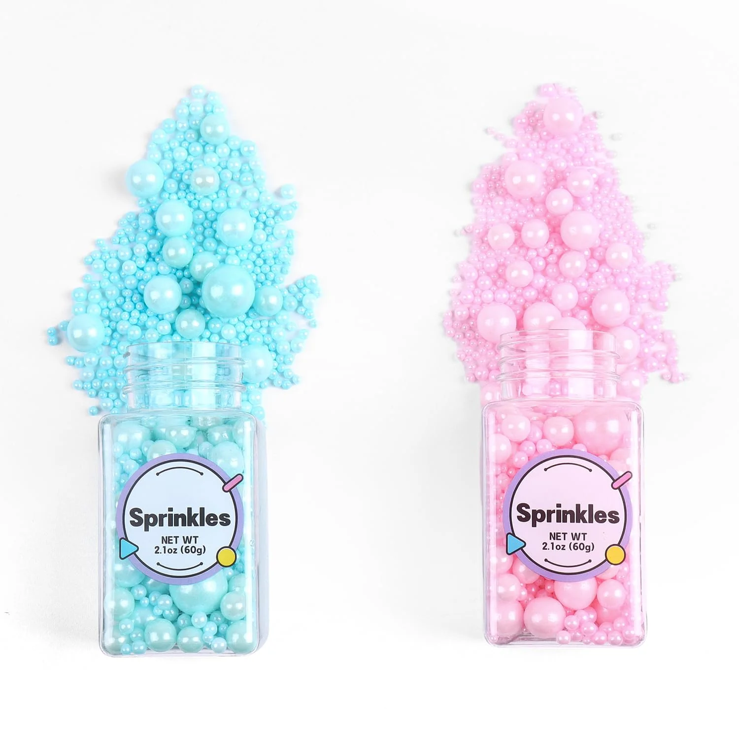 High-Quality Edible Pink and Blue Sprinkles for Cake Decorating Pink Pearl Sprinkles Blue Pearl Sugar Sprinkles for Macaron Cake Cupcake Waffles Cookies and Ice Cream 120g 4.2oz User-Friendly