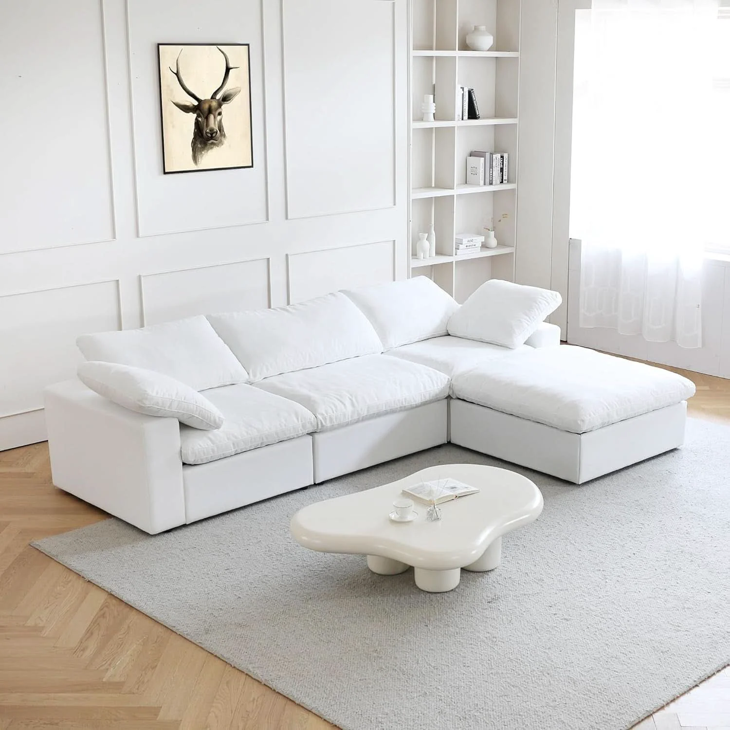 Pure Modern L Shape Cloud Sofa Comfortable Convertible Sectional Couch Proven