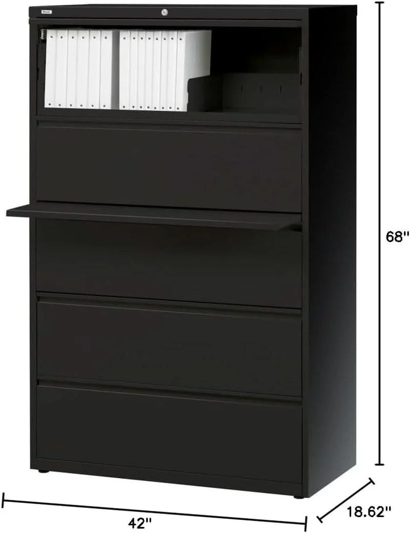 High-Grade 60550 Lateral File Cabinet 5 Drawer 42 Inch Black Office Reliable