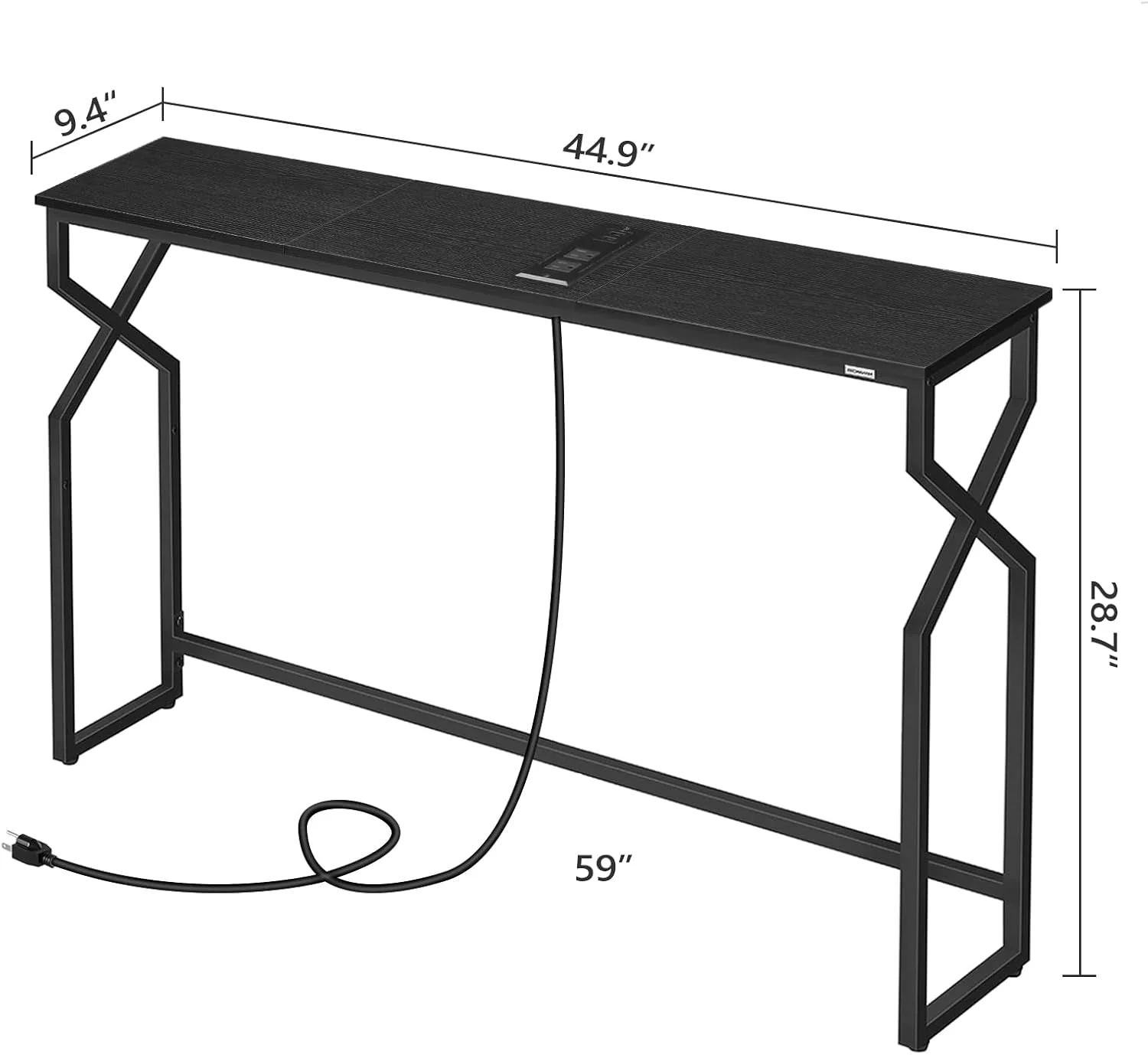 Effective Black 44.9 Inch Ultradurable IndustrialGrade Console Table Fine Crafted