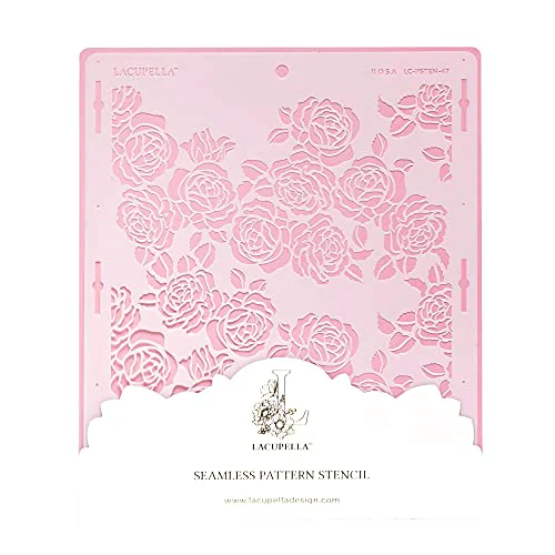 Superior Rose Cake Stencil – Seamless Delicate Pattern for Decorating Tall Double Barrel Cake to Use with Buttercream Royal Icing Ganache Paint Elegant