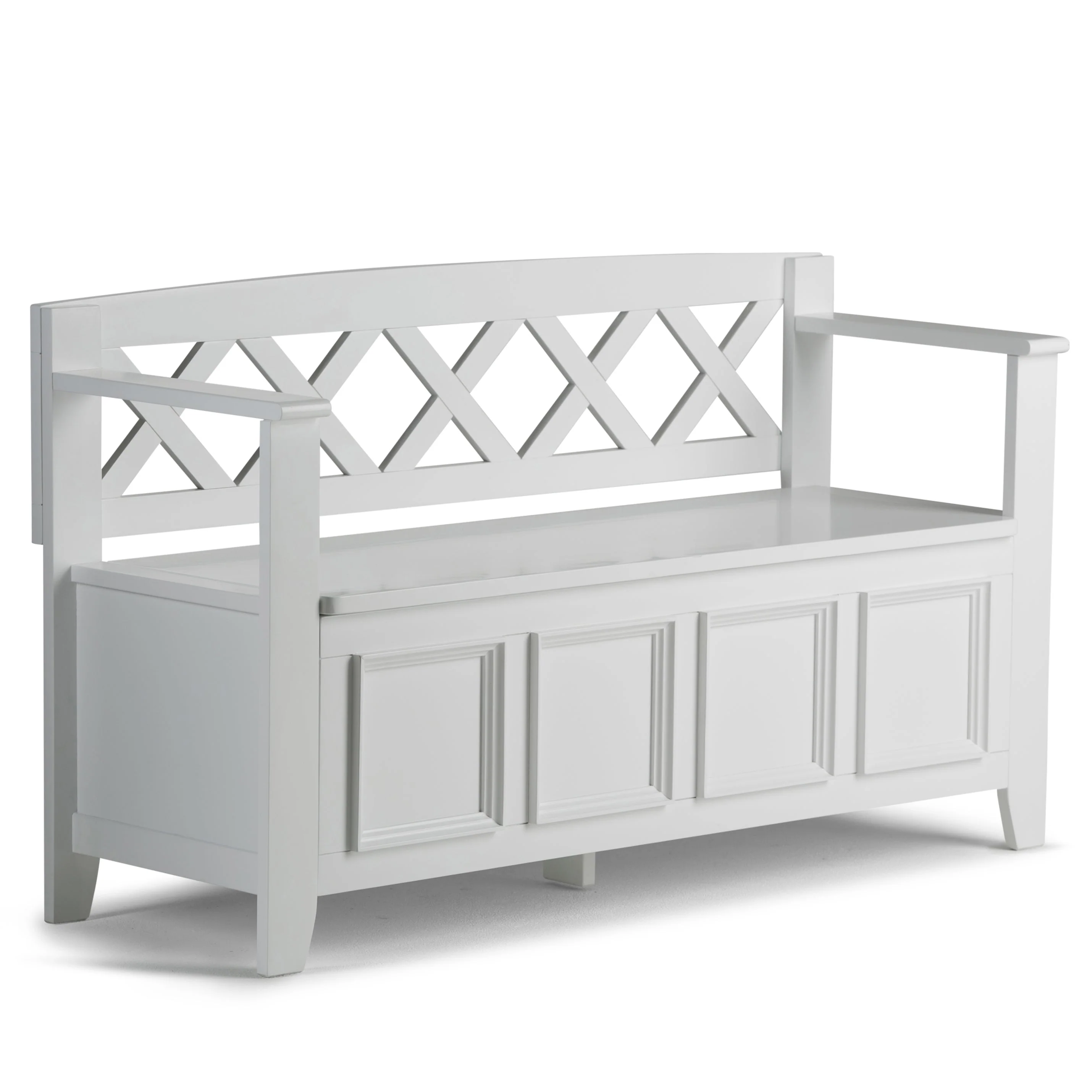 Contemporary Amherst Solid Wood Entryway Storage Bench in White Original