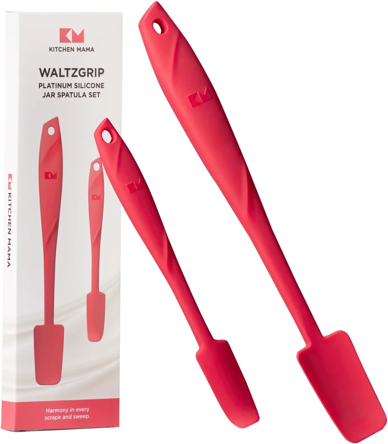 Minimalist Kitchen Mama WaltzGrip Platinum Silicone Jar and Can Spatula Set Heat-Resistant Dishwasher Safe Ergonomic Grip for Mixing and Scraping Clean