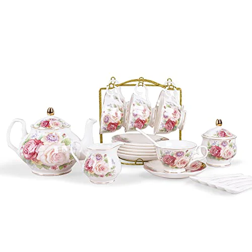 Premium Material European Vintage Floral Porcelain Coffee Set Comfortable