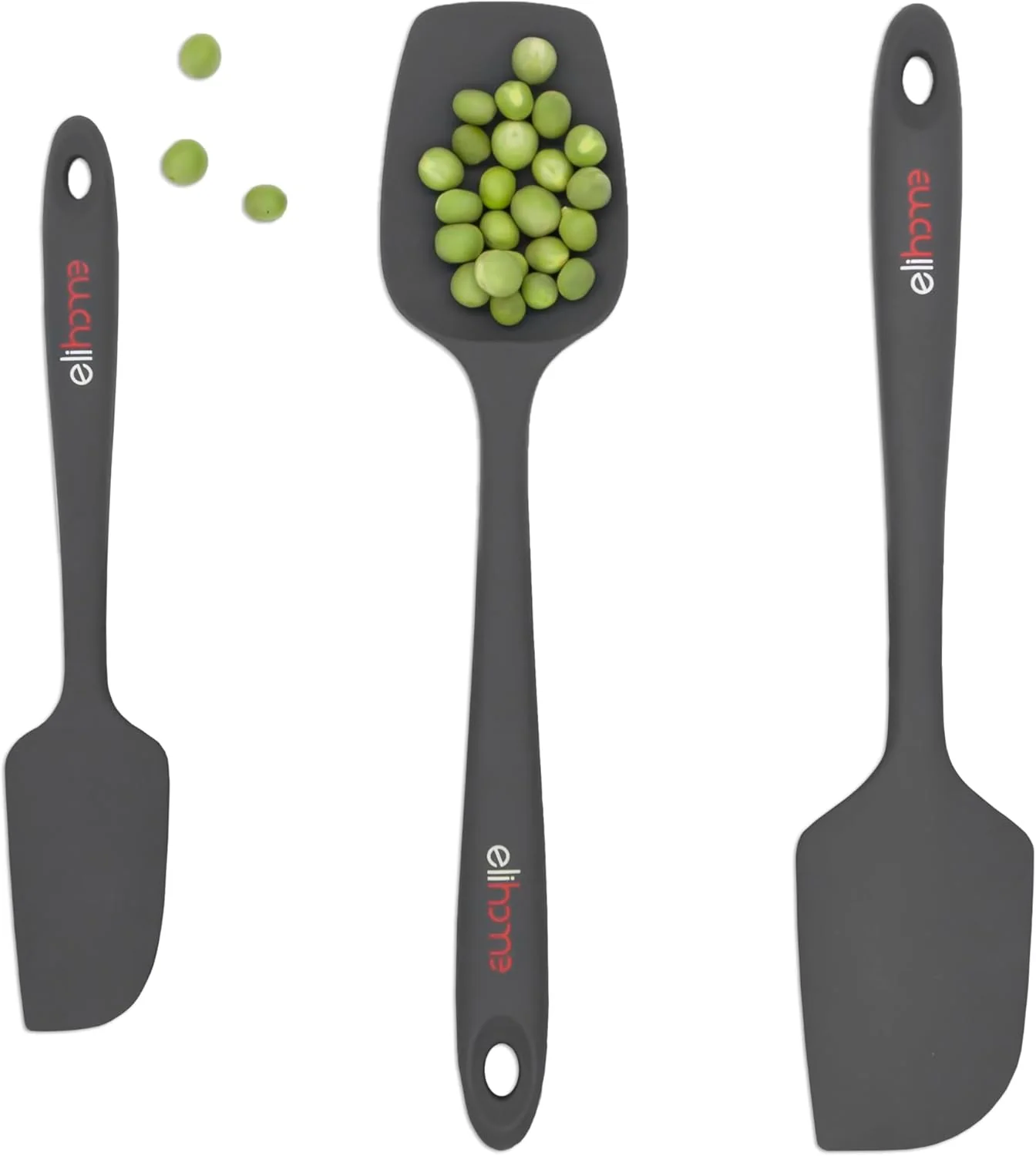 Unique Elihome Chef Series 3 Piece Silicone Spatula Set – 600°F Heat Resistant Non Stick Rubber Kitchen Scraper Spatulas for Cooking Baking and Mixing Secure