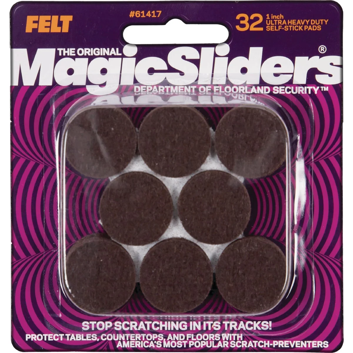 World-Class Sliders 1 In. Round Brown Self-Adhesive Ultra Heavy-Duty Pad 32-Pack Refined