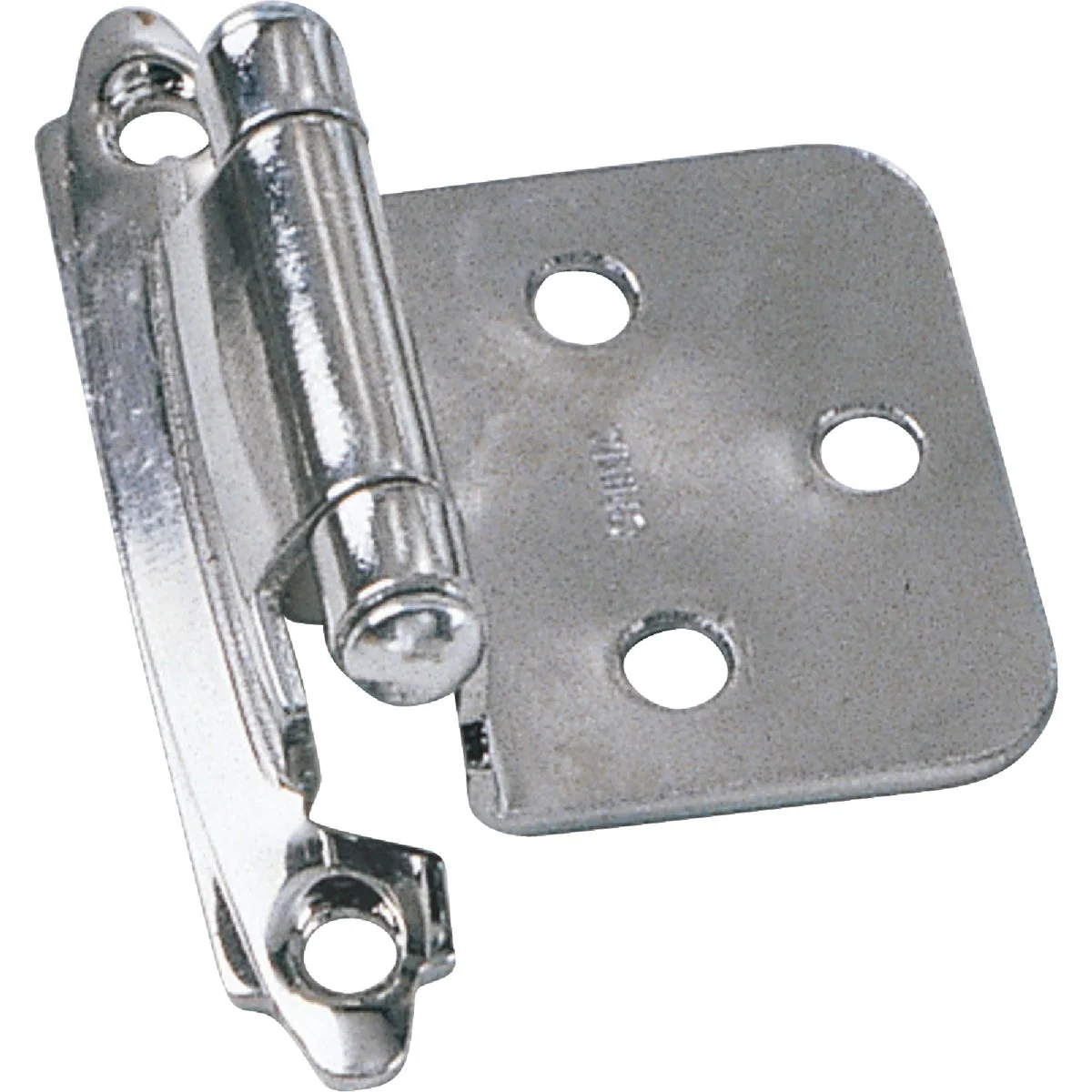 Fine Laurey Satin Nickel Self-Closing Overlay Hinge with Wood Screws 2-Pack Natural