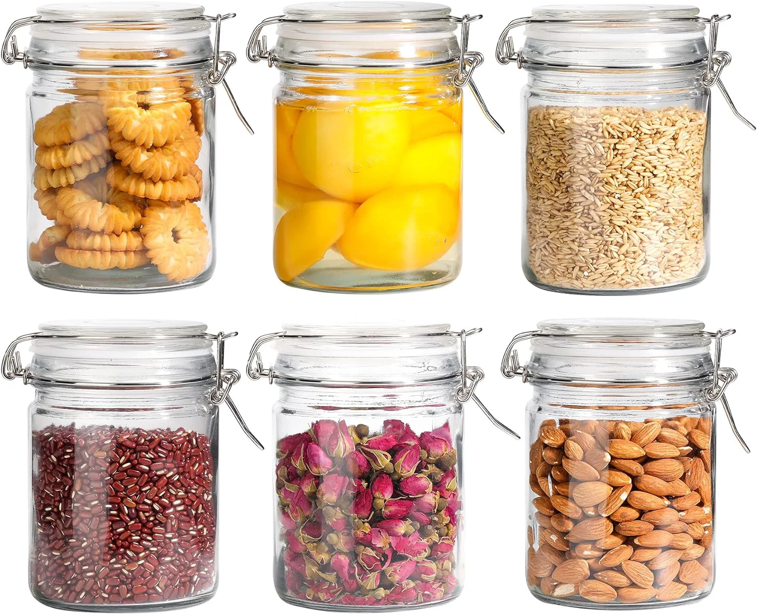 Trusted ComSaf 25 oz Glass Jars with Airtight Lids 6 Pack Pantry Coffee Canisters Selected
