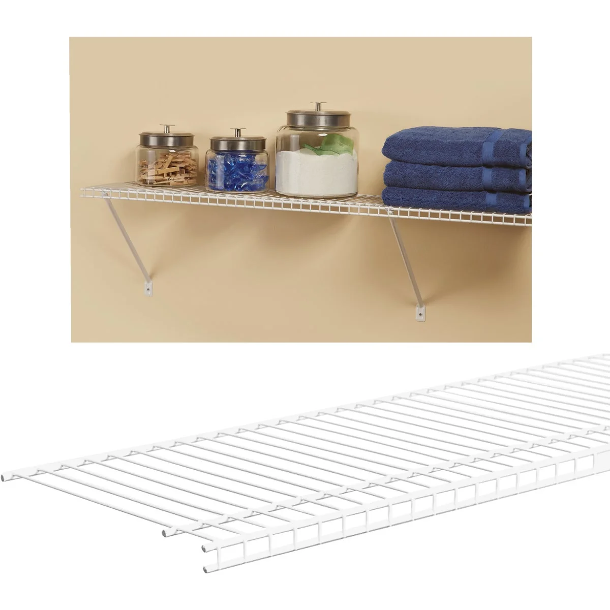 Convenient ClosetMaid SuperSlide 4 Ft. W. x 12 In. D. Ventilated Closet Shelf White High-Performance