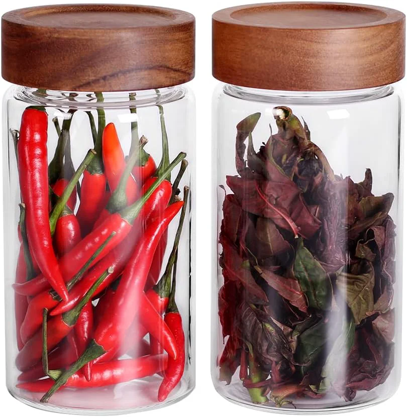 Premium Saiool with Screw Cap 2-Units kitchen jars 580ML 2 Food Storage Canisters Clear Spice jars Fermenting Pickling or DIY Decors and Projects Comfortable