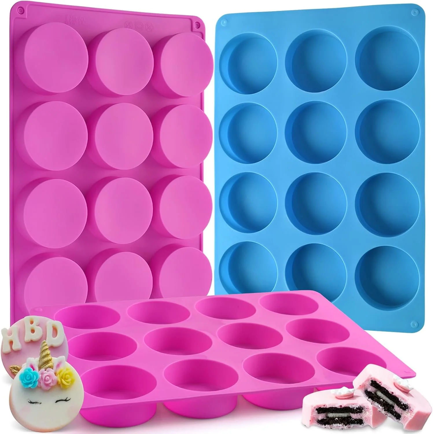Next-Generation Sakolla 3 Pcs Round Chocolate Cookie Molds 2.1 Inch Cylinder Silicone Mold Original