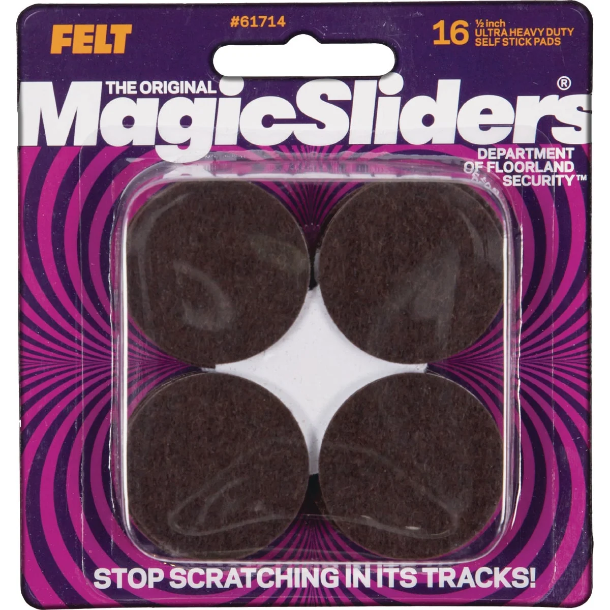 Proven Sliders 1-1 2 In. Round Brown Self-Adhesive Heavy-Duty Pad 16-Pack Crafted