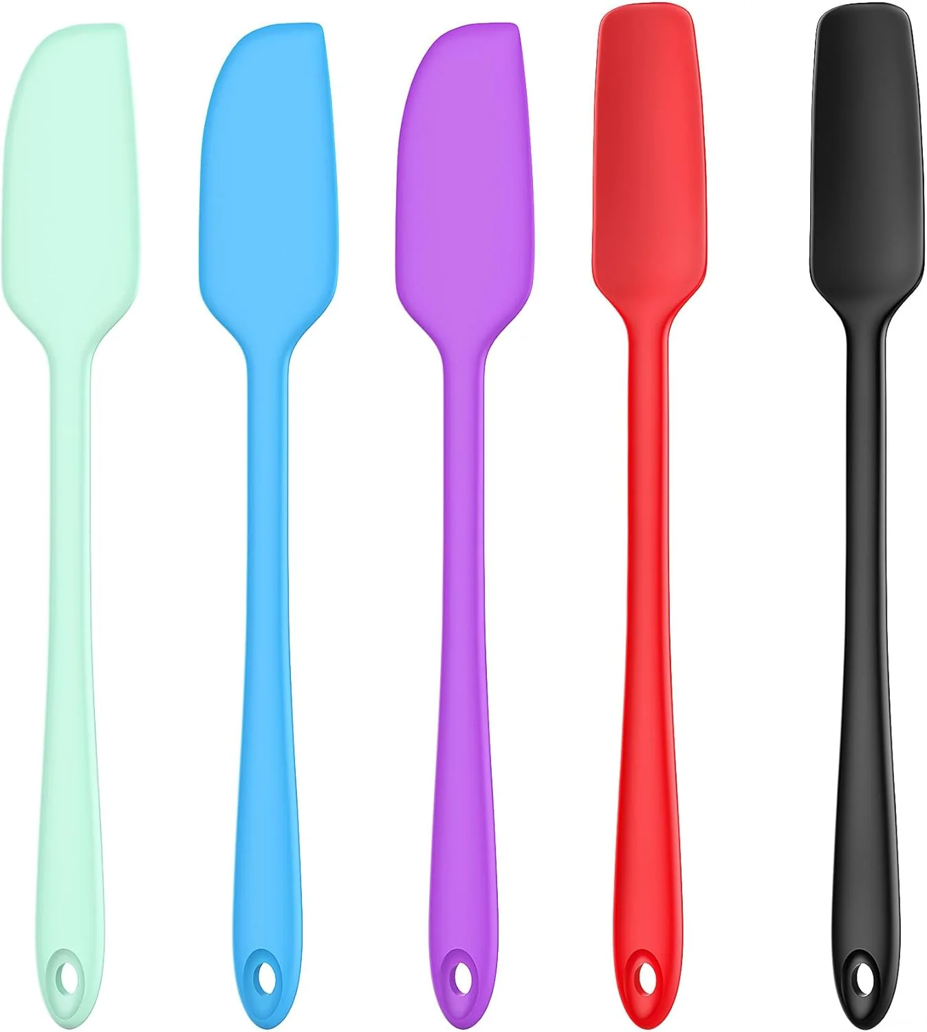 High-End Slim Silicone Spatula Set 5 Piece Food Grade Rubber Spatulas for Baking Cooking Expertly Made