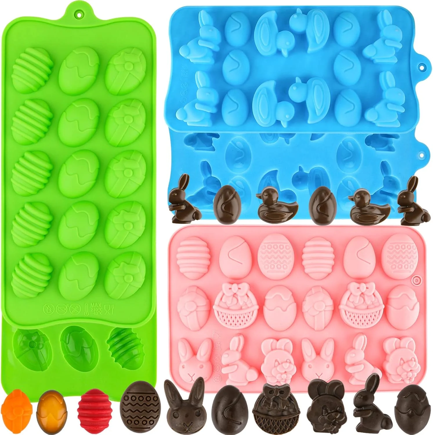 Original Easter Egg Silicone Mold for Chocolate 5 Packs Egg Shaped Mold Baking Pan for Easter Party Hot Chocolate Bombs Fondant Candy Jelly Dome Mousse Cake Breathable