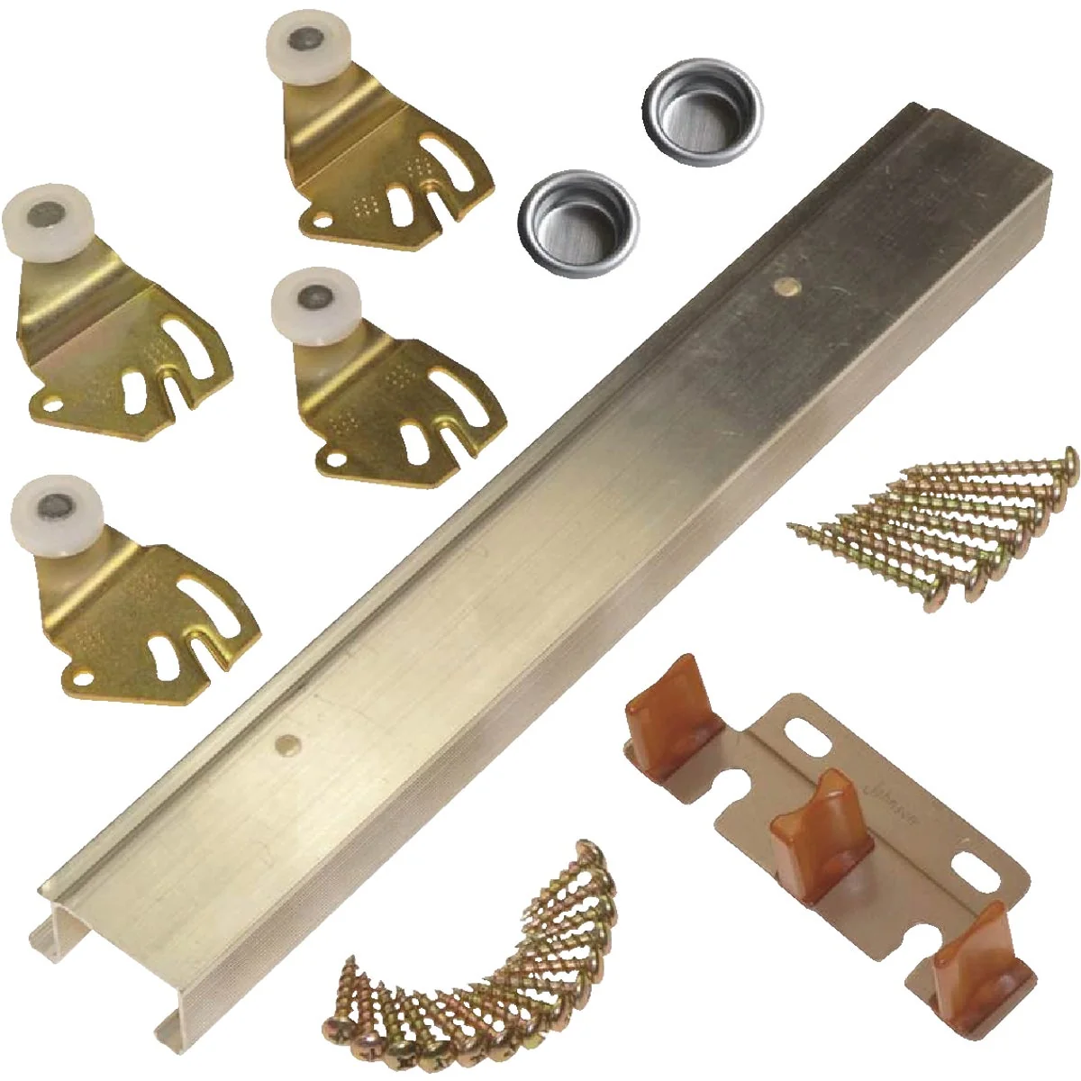 Fine Johnson Aluminum 48 In. Bypass Door Hardware Set Smooth