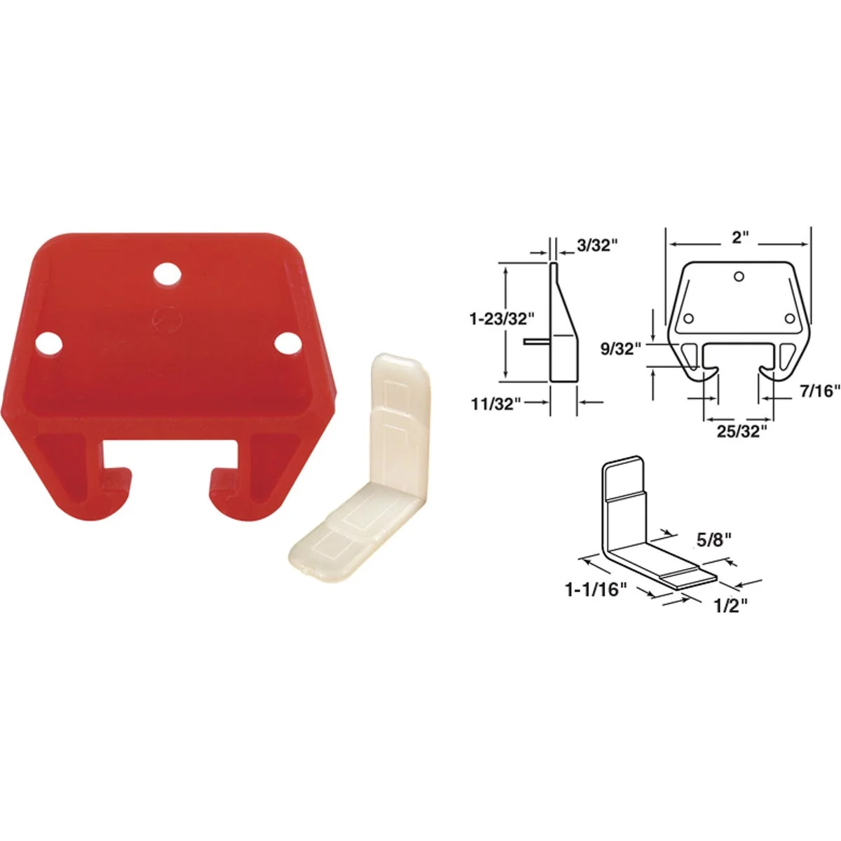 Sophisticated Prime-Line Polyethylene Red and White Track Guide for 9 32 In. x 25 32 In. Track 2-Count Flexible