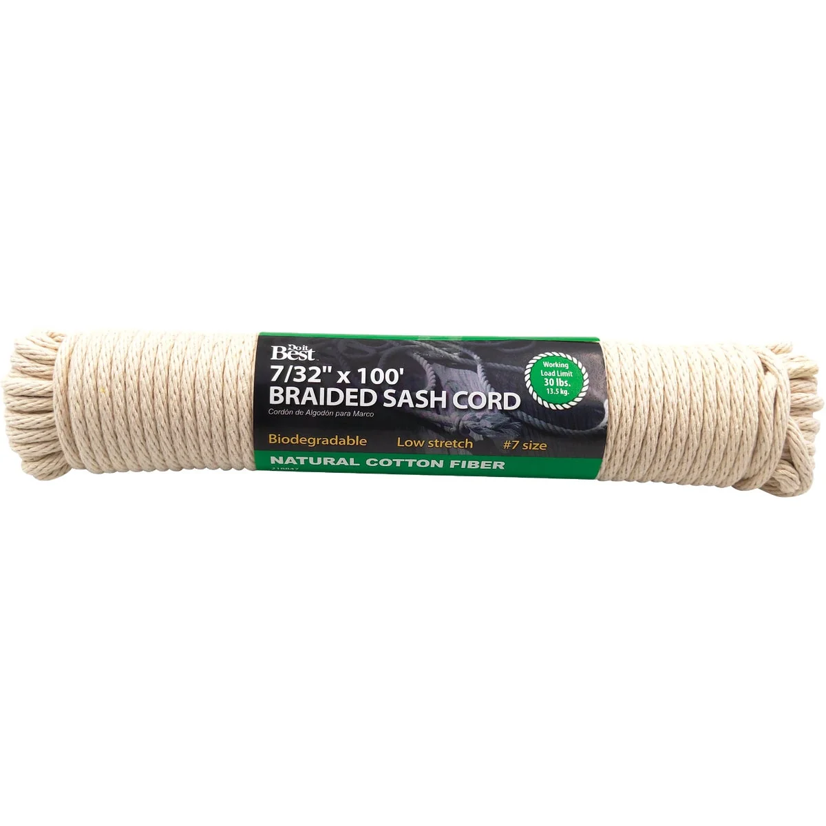 Modern Do it 7 32 In. x 100 Ft. White Solid Braided Cotton Sash Cord Optimized