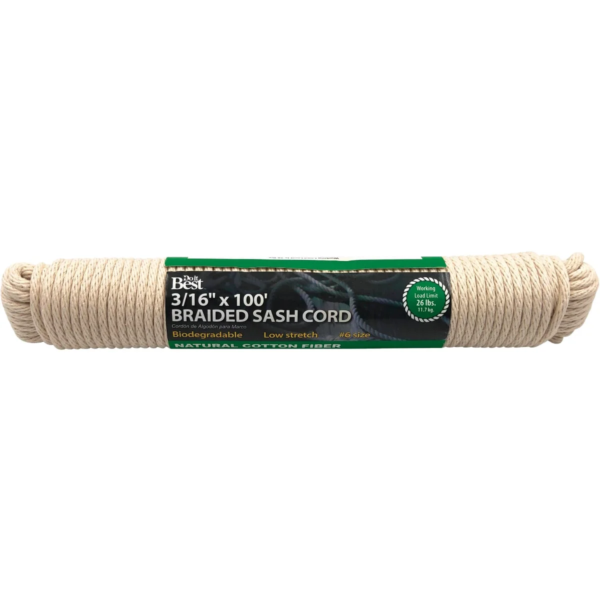 Healthy Do it 3 16 In. x 100 Ft. White Solid Braided Cotton Sash Cord High-Grade
