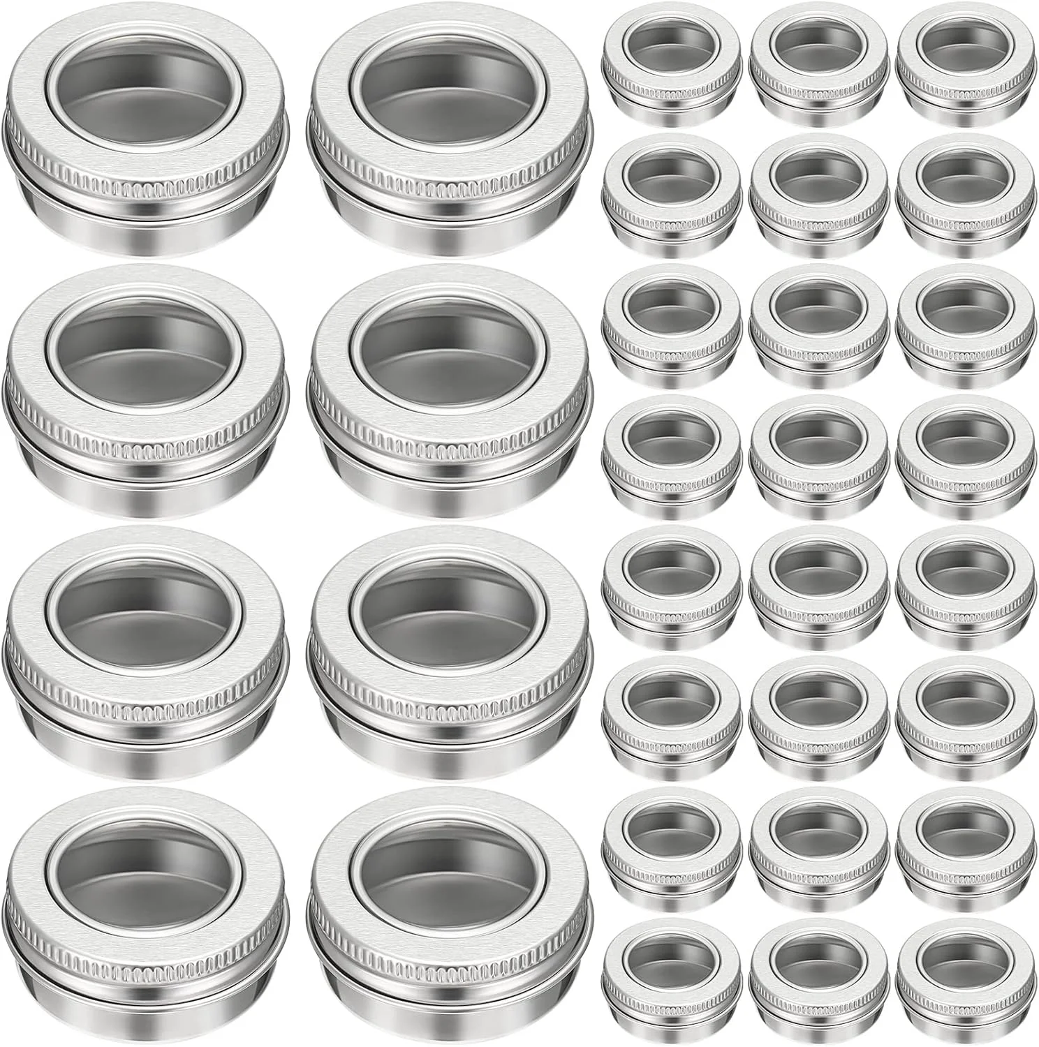 Organic 100 Pcs 0.5 Ounce Aluminum Tin Jar 15 ml Refillable Containers Clear Top Screw Lid Round Tin Container Bottle for Cosmetic Cream Diamond Painting Eco-Friendly