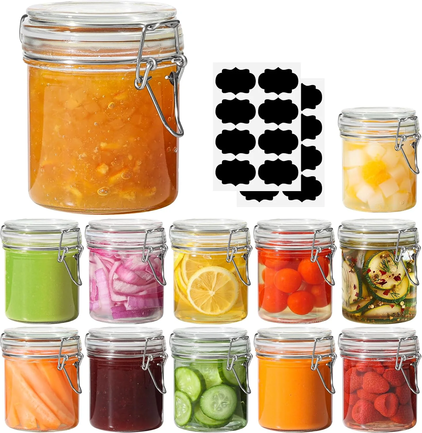 Prestigious ComSaf Small 8 oz Glass Jars with Airtight Lids 12 Pack Jam Pantry Responsible