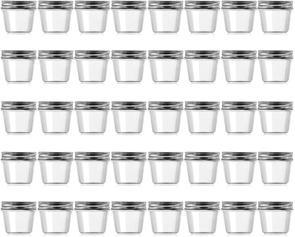 High-Grade novelinks 4 Ounce Clear Plastic Jars Containers With Screw On Lids – Refillable Round Empty Plastic Slime Storage Containers for Kitchen Household Artisan
