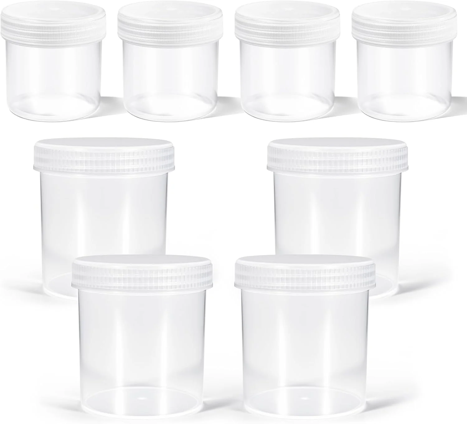 First-Class Wide Mouth Travel Containers PP Clear Leak Proof Travel Plastic Jars with Lids for Creams Lotion Cosmetic Jewelry Beads Sample Small Items Storage 4 Pcs 3.4 oz，4 Pcs 8 oz Verified