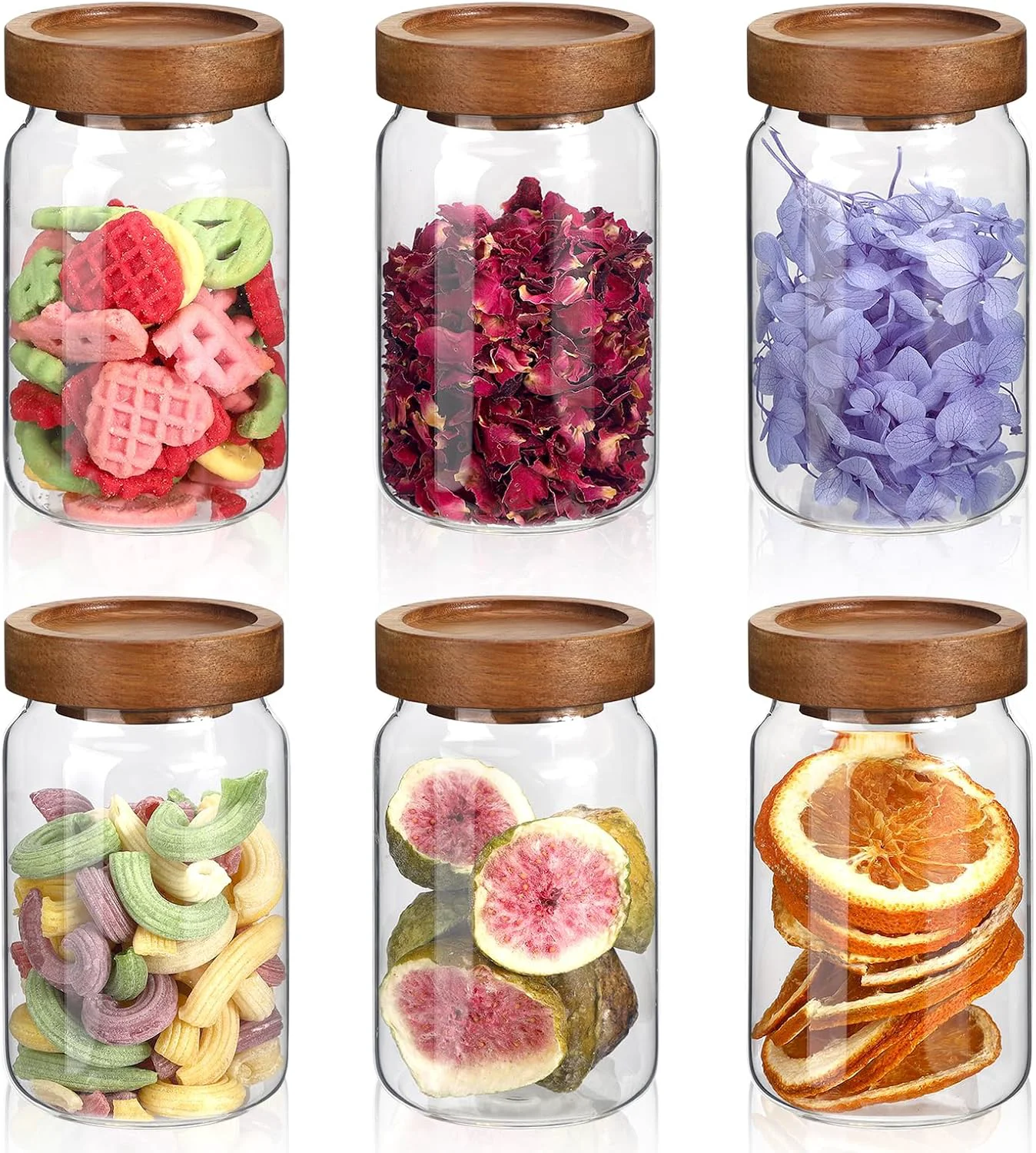 Consistent 6oz Small Glass Jars with Wood Lid Spice Jar Round Food Storage Canister Clear Glass Containers Jar for Ground Seasoning Pantry Sugar Tea Coffee Bean Spice Herb Cookies 6 200ml 6.76oz Proven