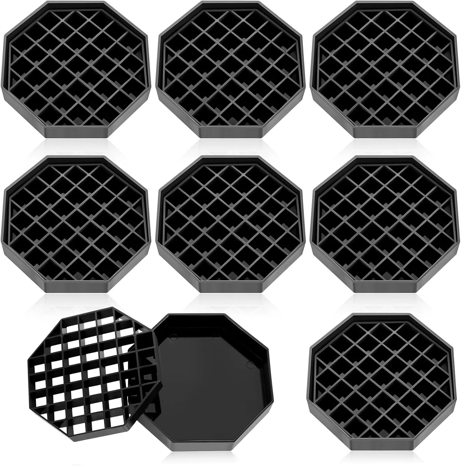 Fine Crafted Suclain 8 Pcs 6 Inch Coffee Drip Tray Black Plastic Octagon Coffee Countertop Drip Coaster with Honeycomb Grid for Drink Tea Wine Beverage Dispenser Elite