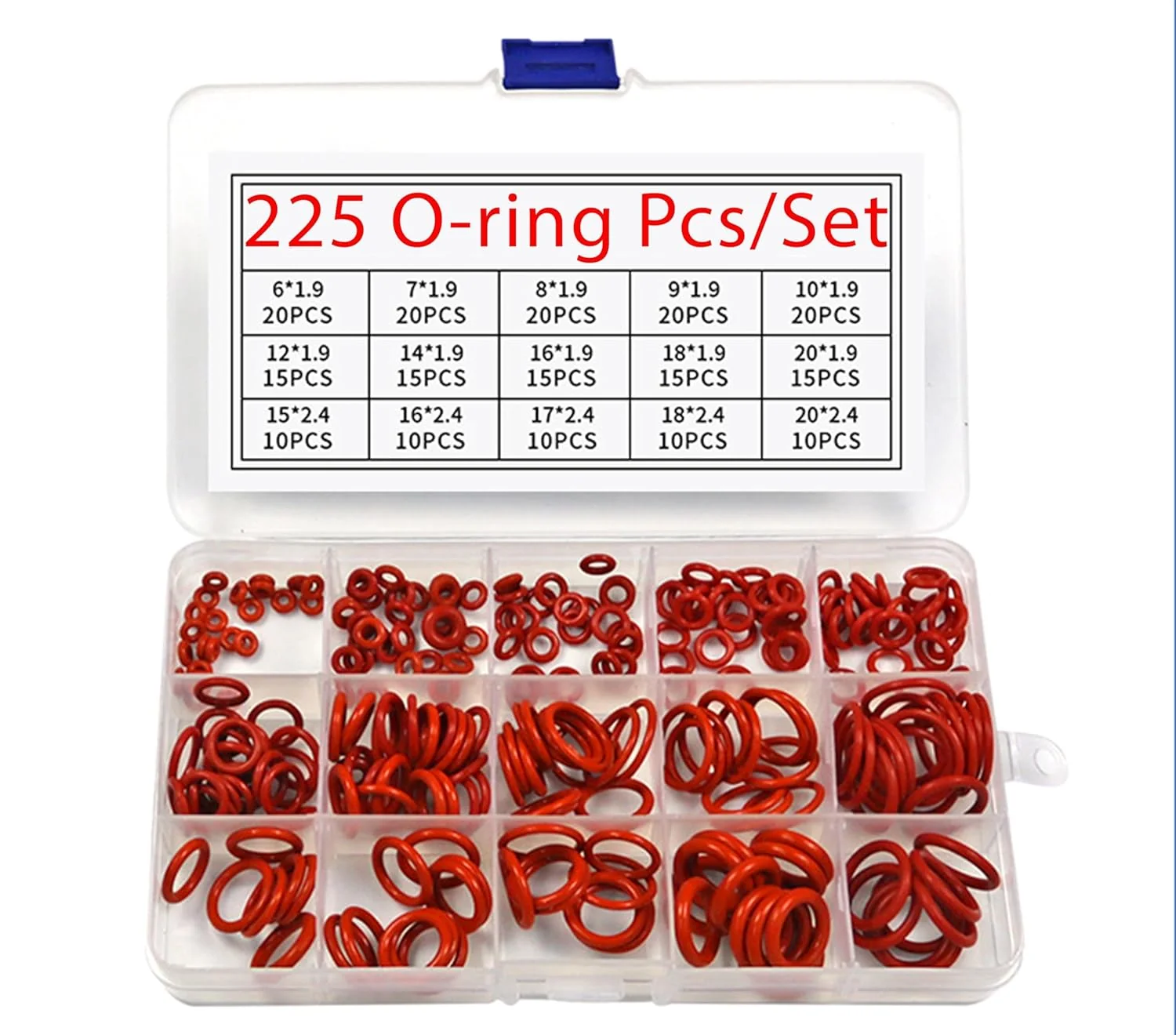 Verified Silicone Rubber O-Ring Assortment Kit 225 Pieces 15 Sizes Metric VMQ Sealing Gasket Set for Cup Lids Coffee Maker Brewing Fitting Washer Filter Enhanced