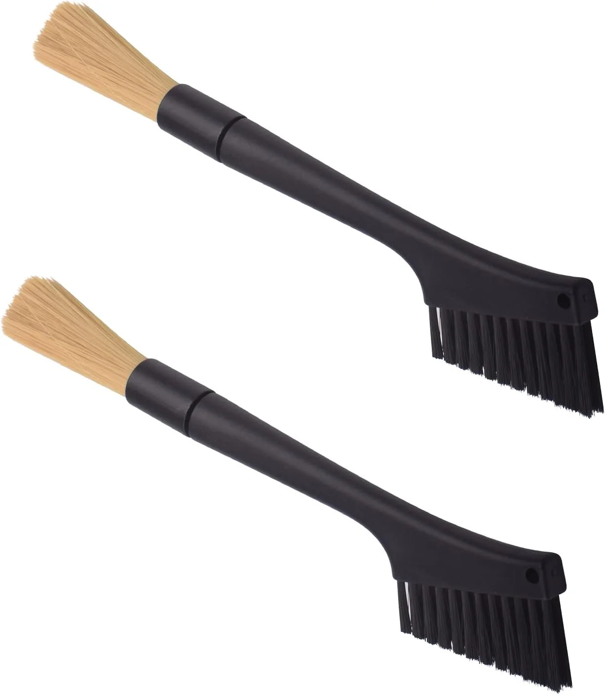 Effective 2 Pack Coffee Machine Cleaning Brush Dual Purpose Dusting Espresso Grinder Brush Black Polypropylene PET Bristles Responsible