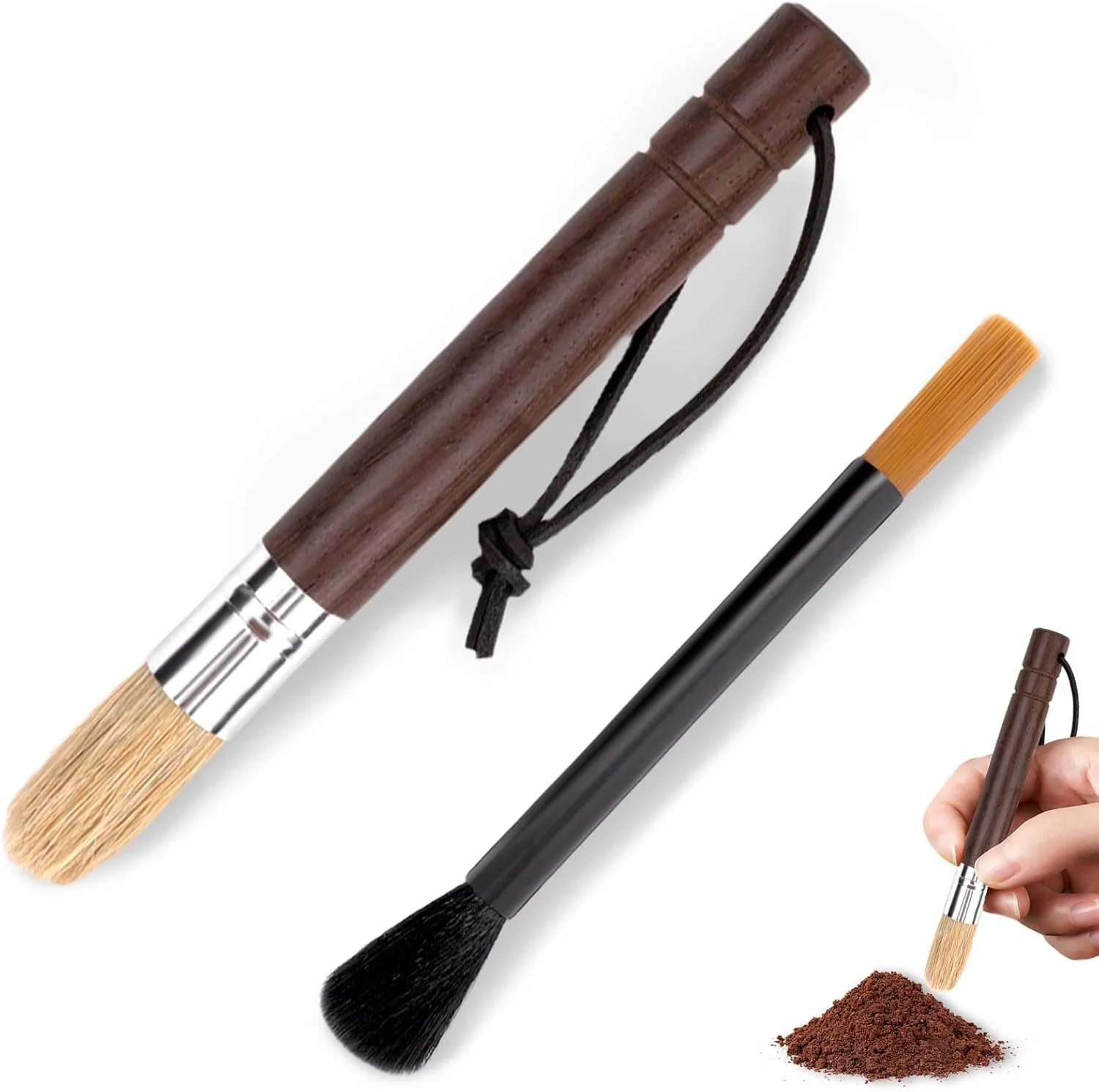 Reliable 2PCS Coffee Brush Grinder Cleaner Espresso Cleaning Barista Brush Used on Group Heads Shower Screen Portafilter Scoop Tamper Fashionable