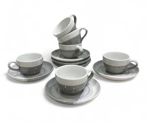Luxury 2 Ounce Espresso Cups with Saucers 6 Count Smart