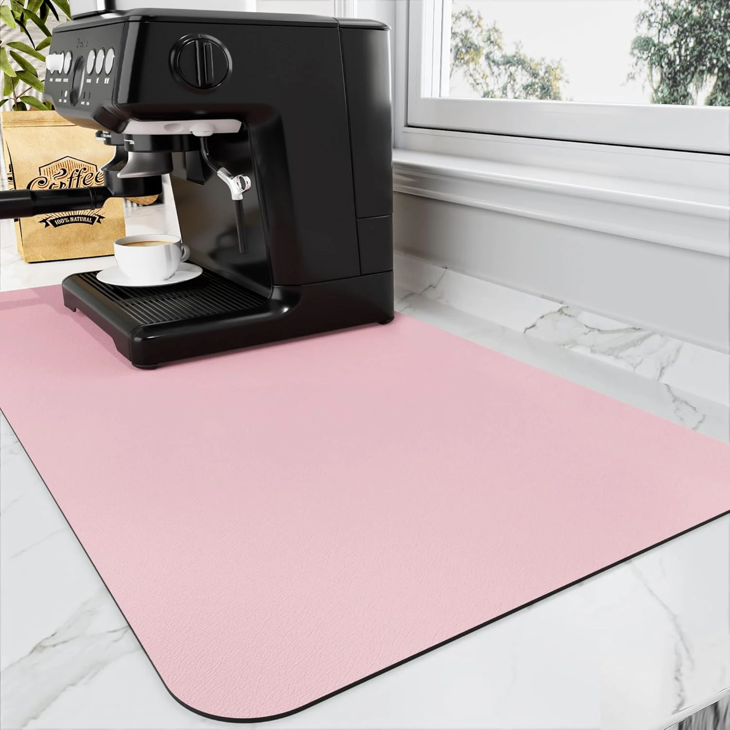 Stylish Coffee Mat – Absorbent Hide Stain Rubber Backed Dish Drying Mat for Kitchen Counter High-End