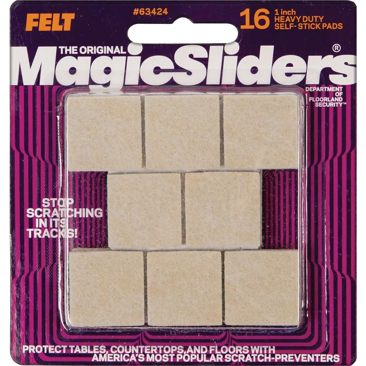 Outstanding Sliders 1 In. Square Oatmeal Self-Adhesive Heavy-Duty Furniture Pad 16-Pack Safe