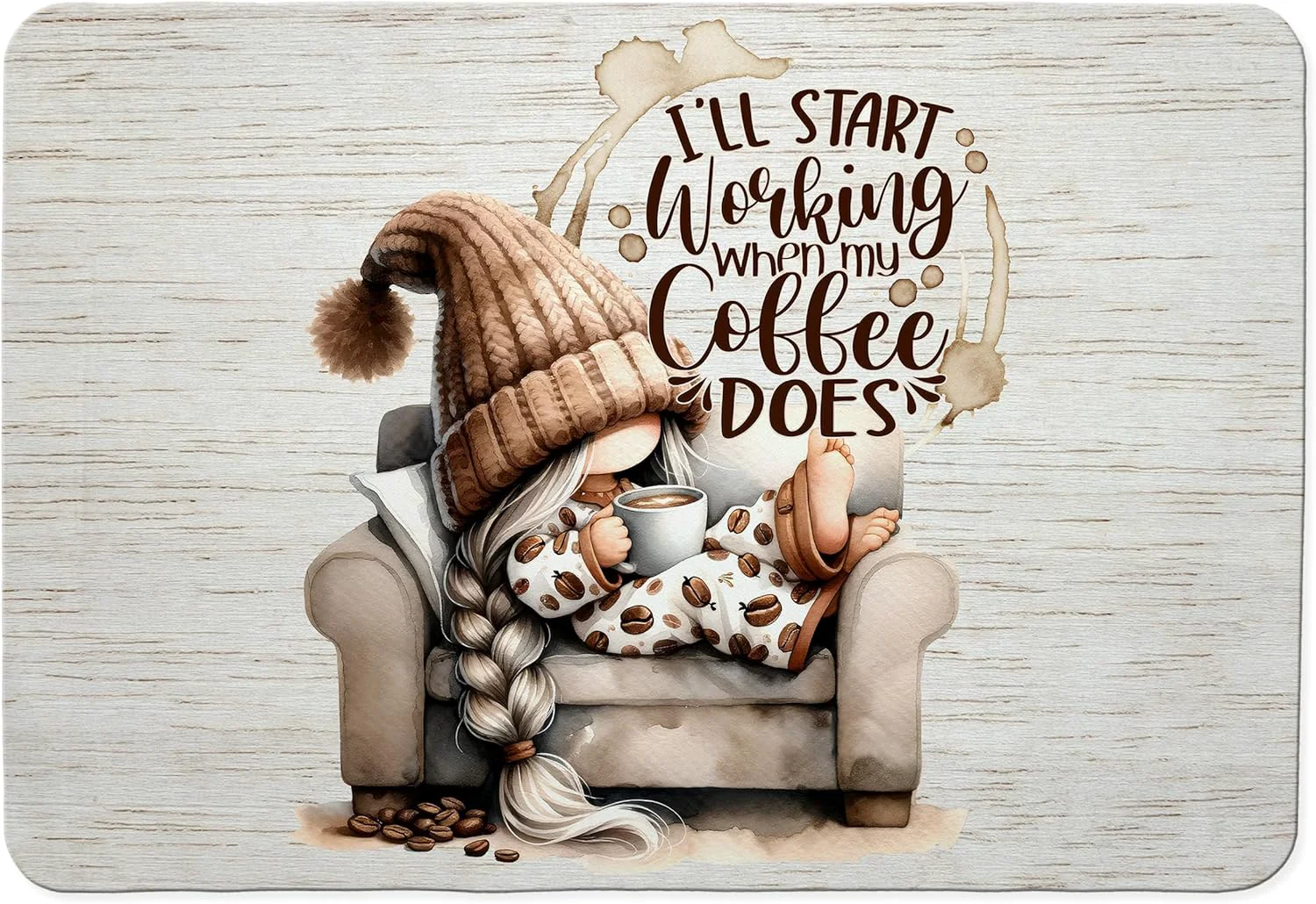 Selected Espresso Lovers Gifts Dish Drying Mat Funny Cute Gnome Girl Coffee Bar Mat for Countertops Espresso Absorbent Dish Drying Mats for Kitchen Counter Coffee Maker 16×24 Inch Safe
