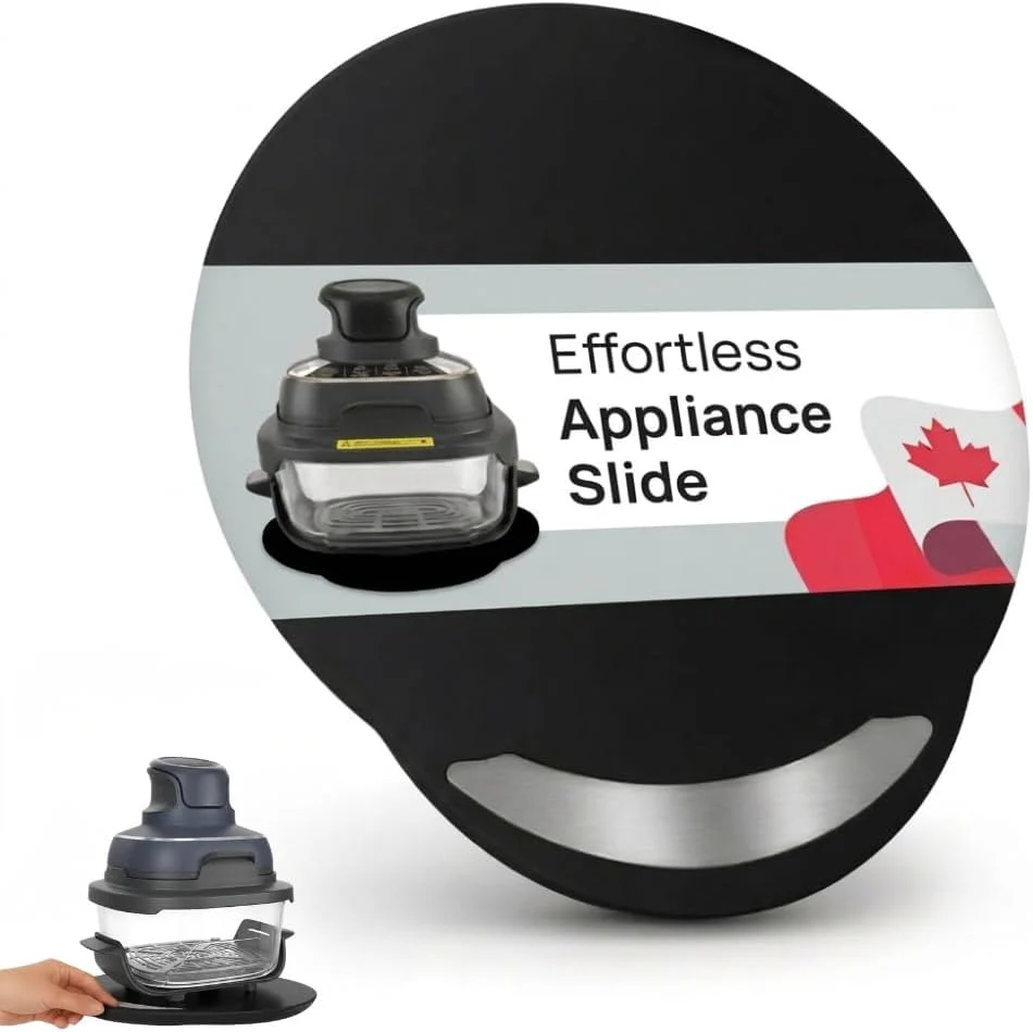 Optimized Ibyx Elegant Round Sliding Tray Compatible with Ninja Crispi Air Fryer and Instant Pot – Sturdy Slides Easily from Under The Cabinet Black 13 Fine